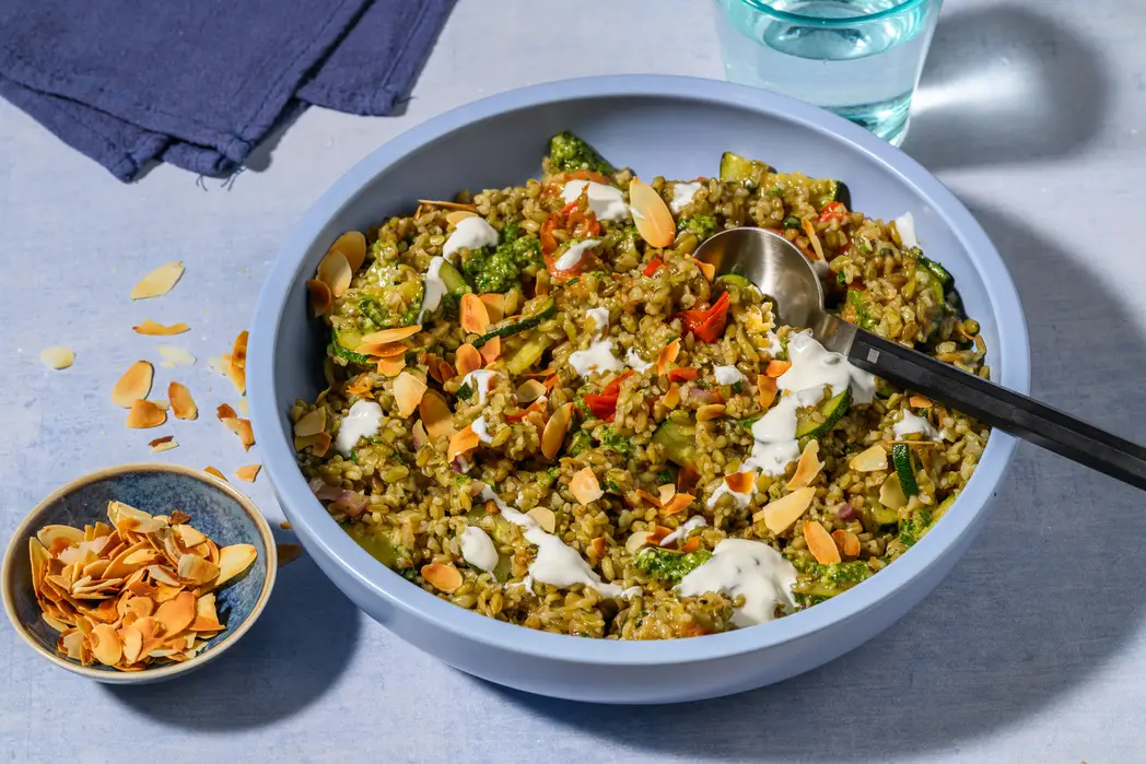 Bow oriental : Freekeh, labneh et amandes